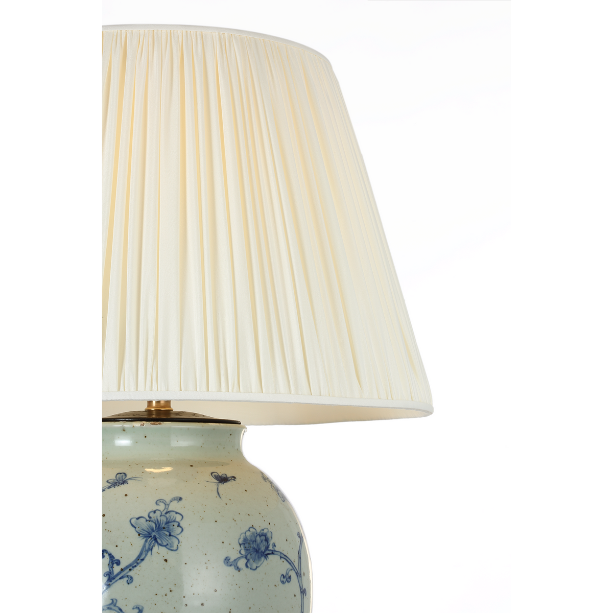 Marie Flanigan Emory 30" Table Lamp in Antique Blue and White with Silk Pleated Shade W19.5" x H29.75"