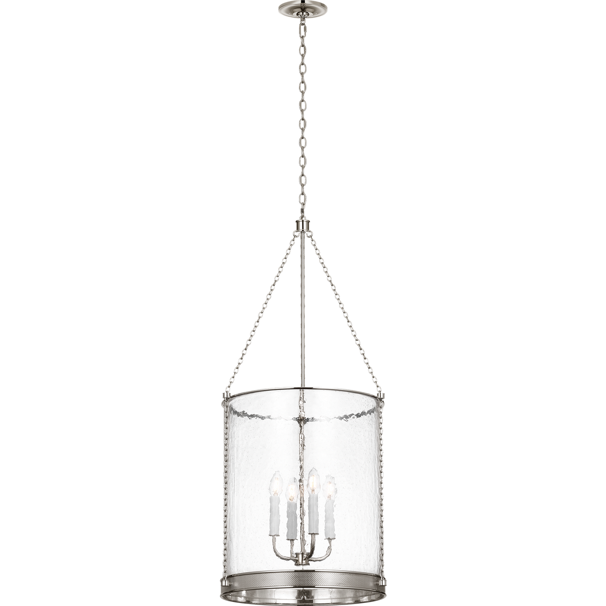 Marie Flanigan Reese 17" Lantern in Polished Nickel with Clear Restoration Glass W17" x H39.5"