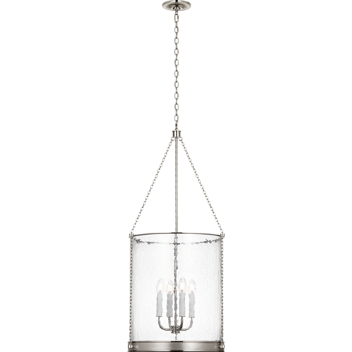 Marie Flanigan Reese 17" Lantern in Polished Nickel with Clear Restoration Glass W17" x H39.5"