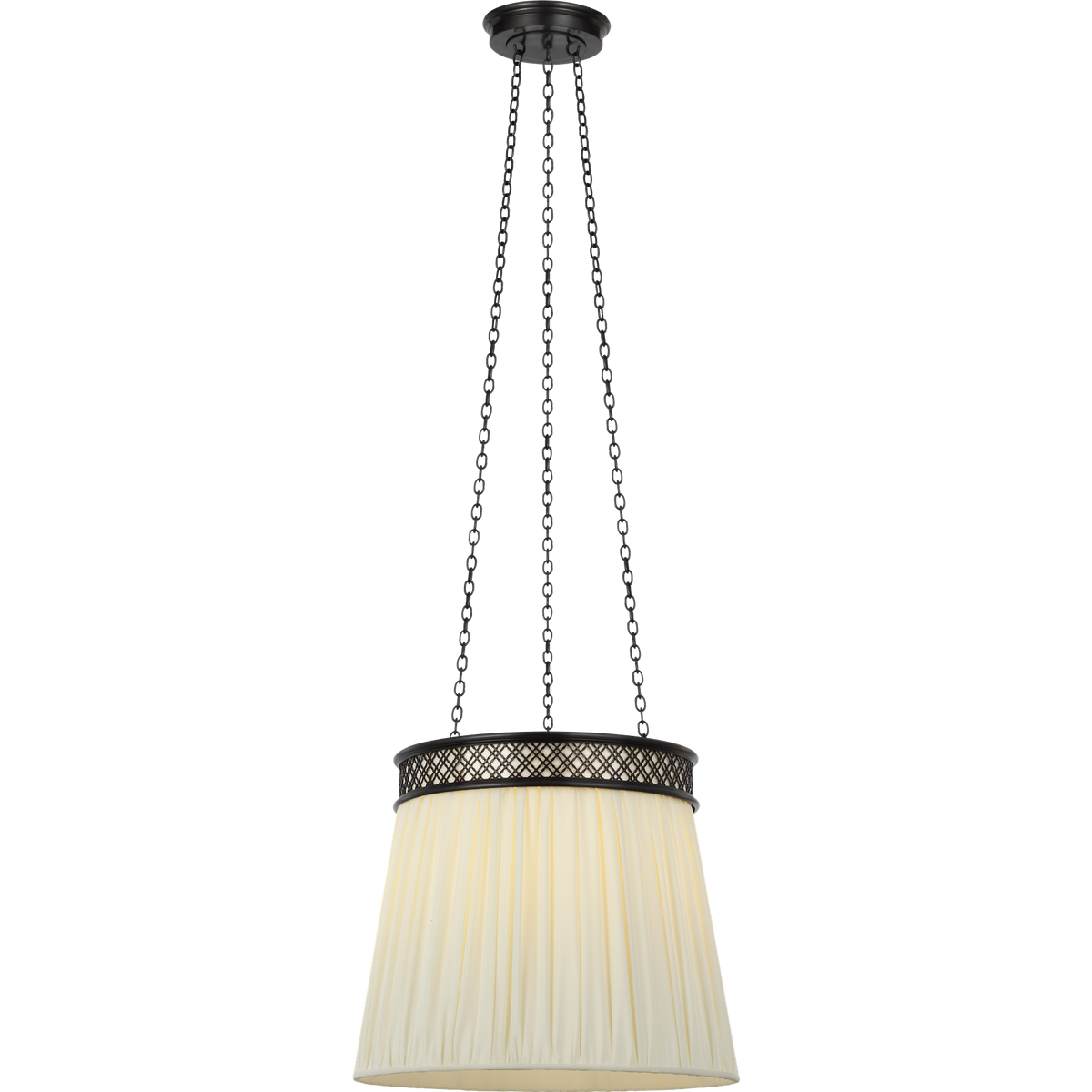 Marie Flanigan Merritt 16" Crowned Hanging Shade in Bronze with Silk Pleated Shade W16"