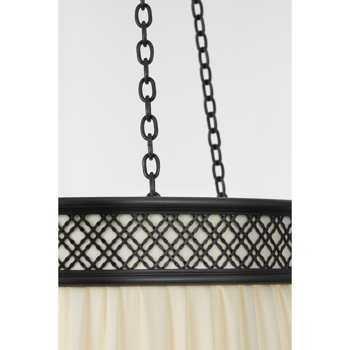 Marie Flanigan Merritt 21" Crowned Hanging Shade in Bronze with Silk Pleated Shade W21"