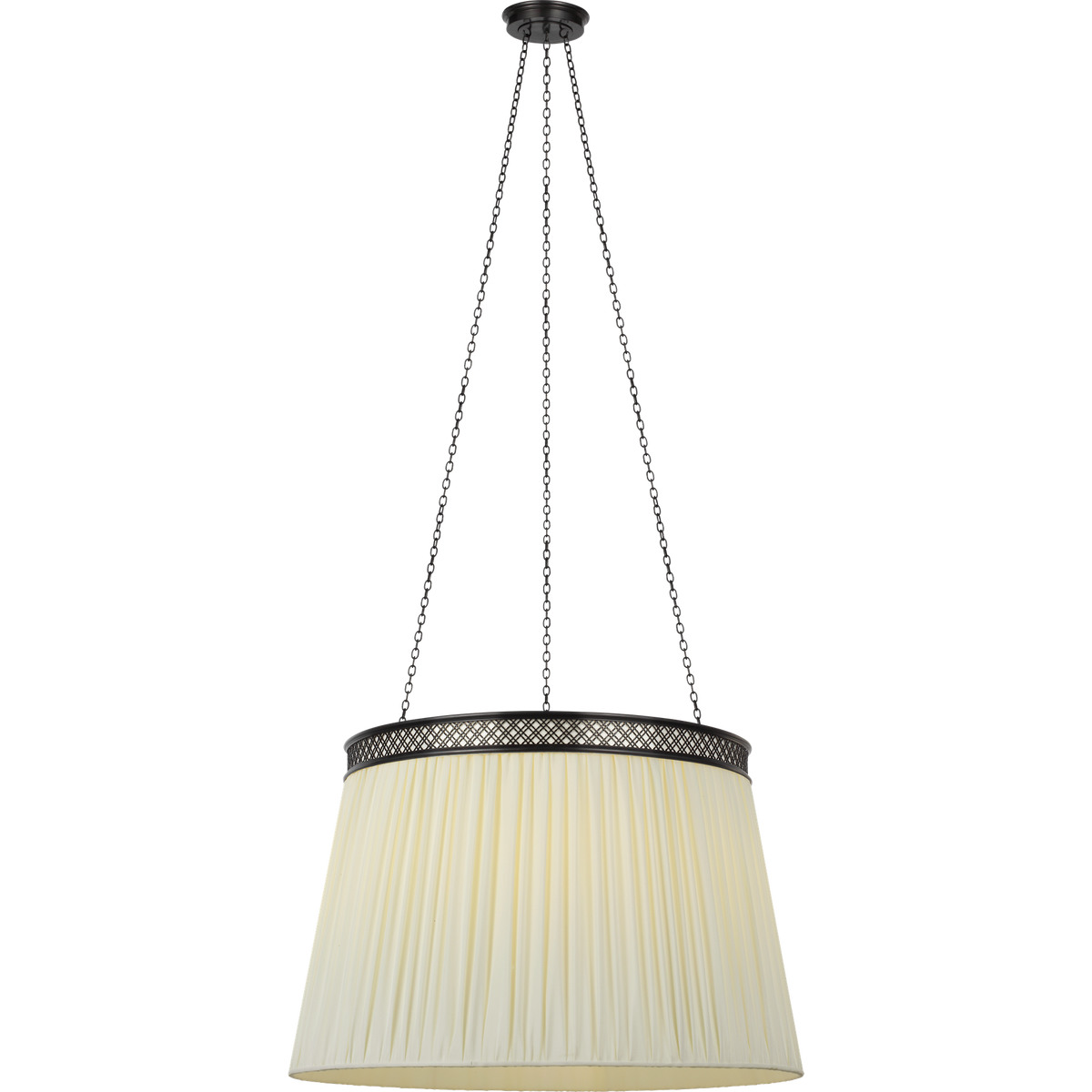 Marie Flanigan Merritt 30" Crowned Hanging Shade in Bronze with Silk Pleated Shade W30"