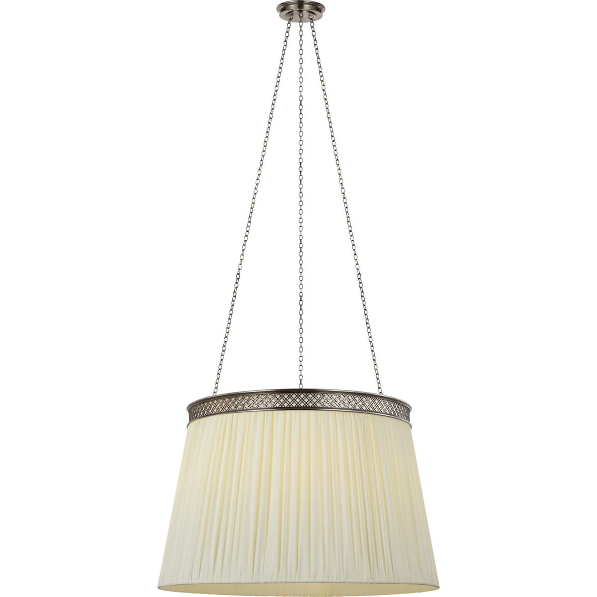 Marie Flanigan Merritt 30" Crowned Hanging Shade in Pewter with Silk Pleated Shade W30"