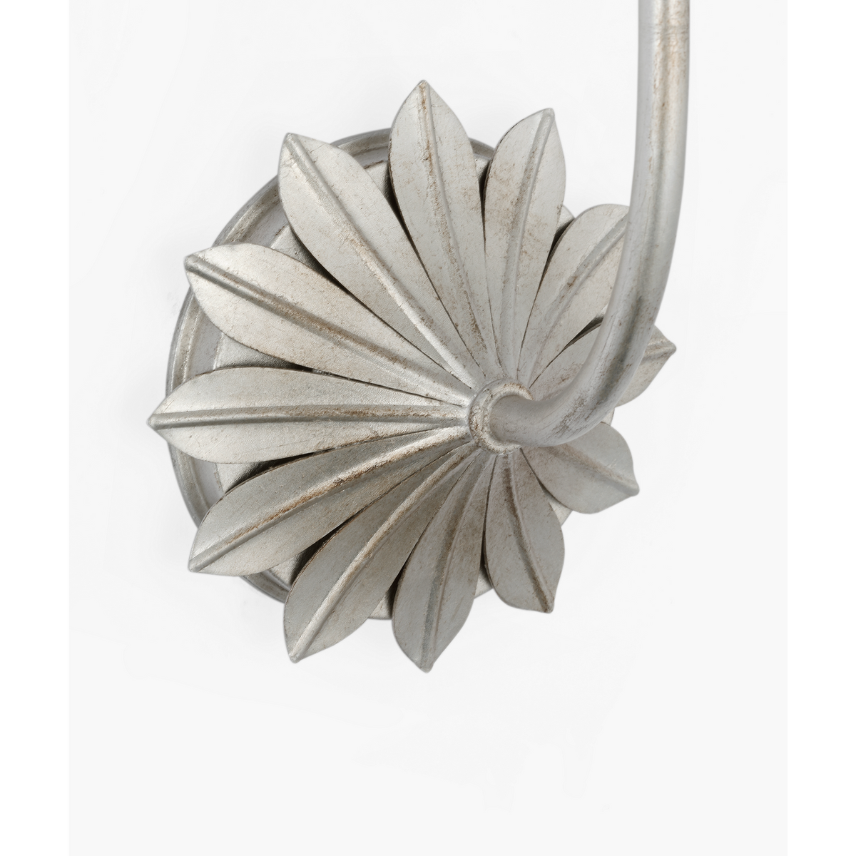 Suzanne Kasler Leslie 17" Single Sconce in Burnished Silver Leaf with Linen Shade W4.75" x H16.5" x E6.25"