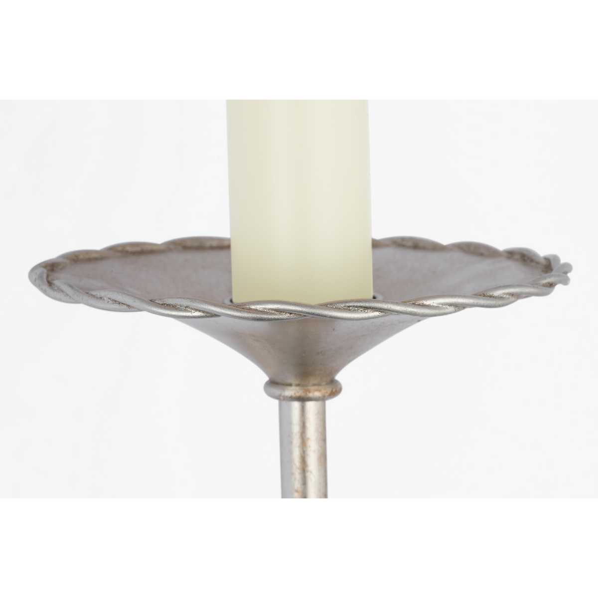 Suzanne Kasler Leslie 17" Single Sconce in Burnished Silver Leaf with Linen Shade W4.75" x H16.5" x E6.25"