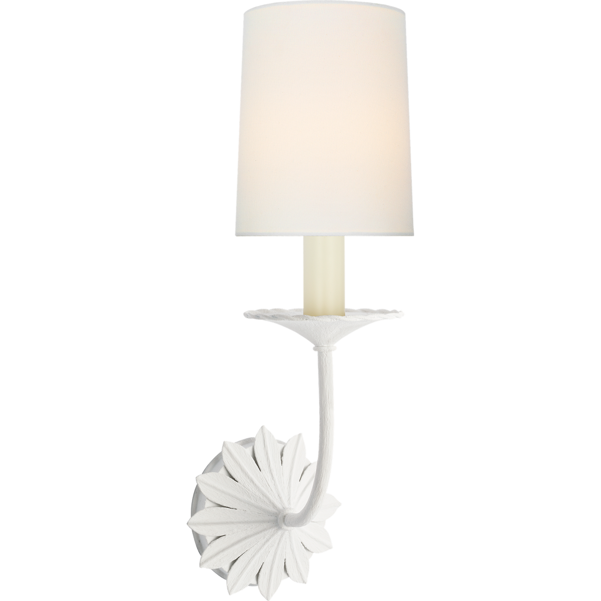 Suzanne Kasler Leslie 17" Single Sconce in Plaster White with Linen Shade W4.75" x H16.5" x E6.25"