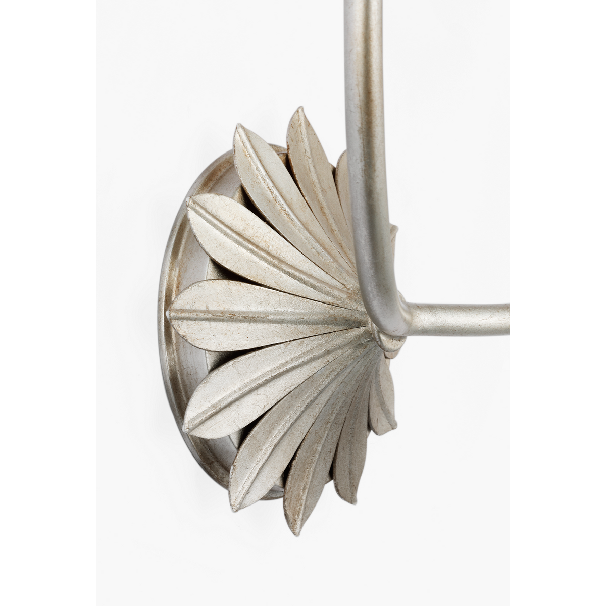 Suzanne Kasler Leslie 17" Double Sconce in Burnished Silver Leaf with Linen Shades W12.25" x H16.5" x E6.25"