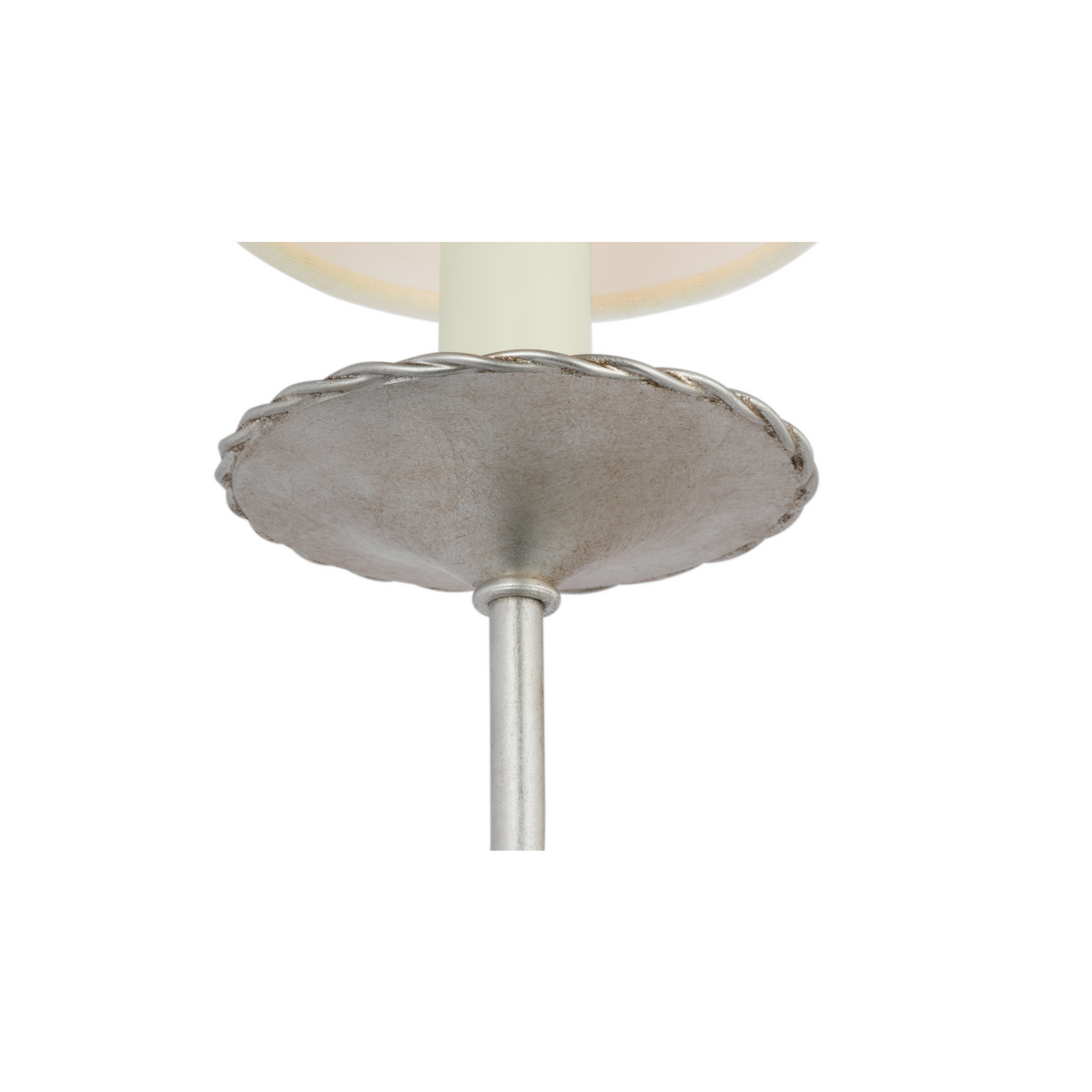 Suzanne Kasler Leslie 17" Double Sconce in Burnished Silver Leaf with Linen Shades W12.25" x H16.5" x E6.25"