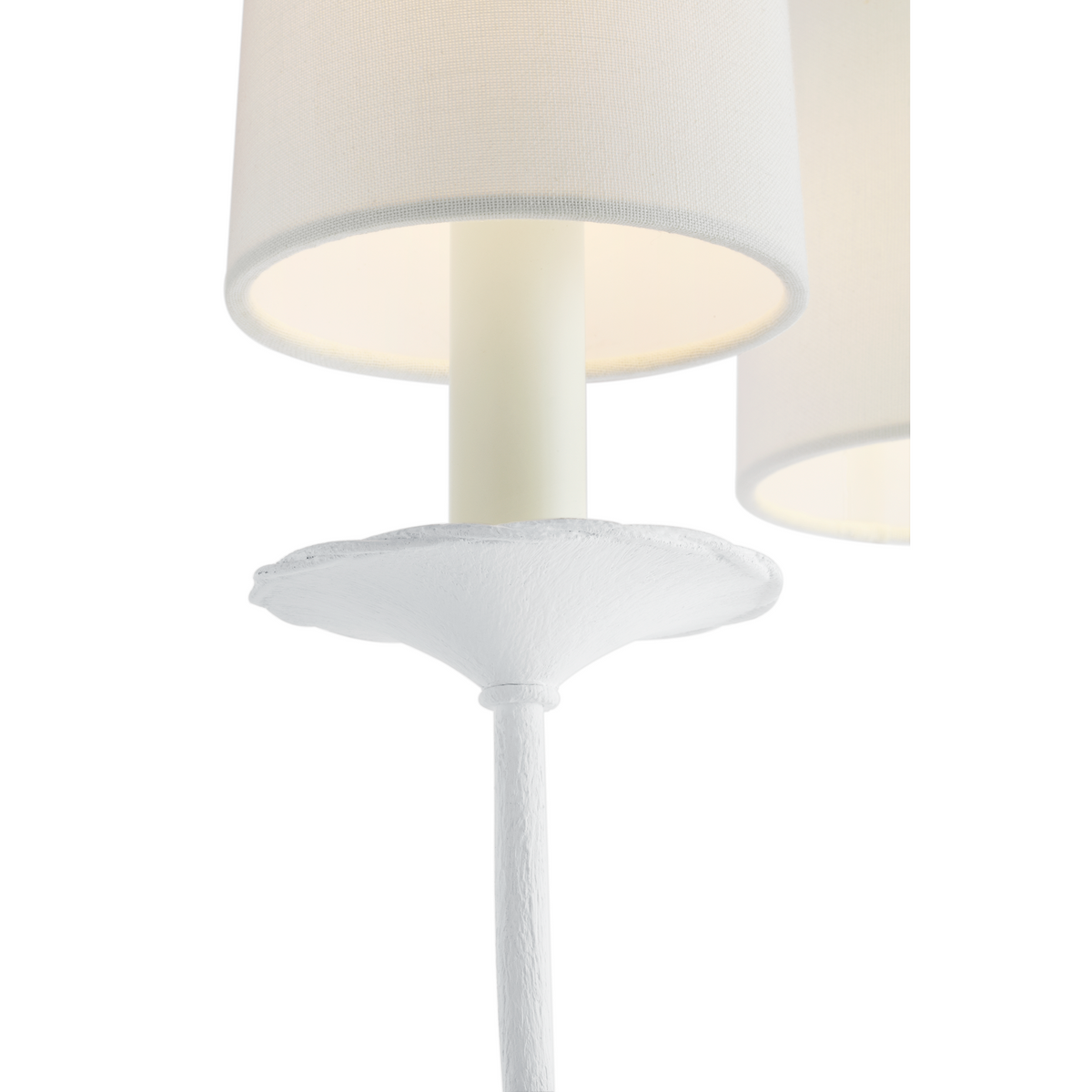 Suzanne Kasler Leslie 17" Double Sconce in Plaster White with Linen Shades W12.25" x H16.5" x E6.25"