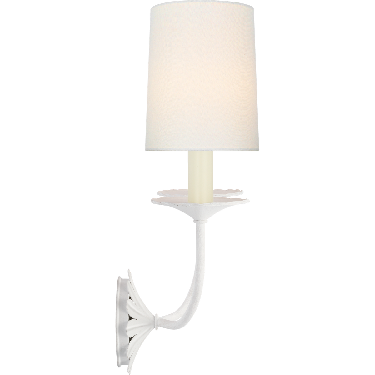 Suzanne Kasler Leslie 17" Double Sconce in Plaster White with Linen Shades W12.25" x H16.5" x E6.25"