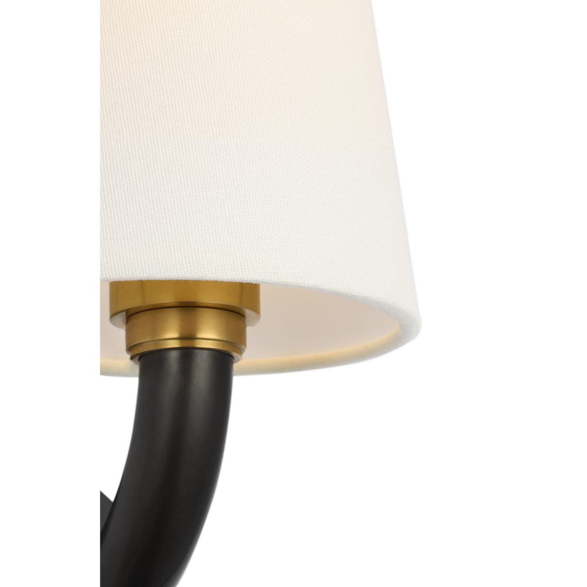 Thomas O'Brien Rally 12" Bath Sconce in Bronze and Hand-Rubbed Antique Brass with Linen Shade W5" x H11.75" x E6.5"