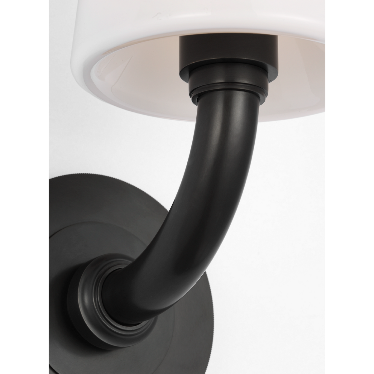 Thomas O'Brien Rally 12" Bath Sconce in Bronze with White Glass Shade W5" x H11.75" x E6.5"