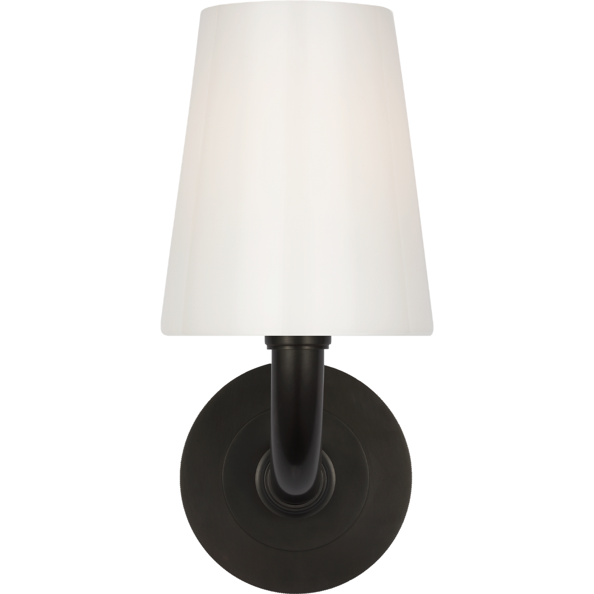 Thomas O'Brien Rally 12" Bath Sconce in Bronze with White Glass Shade W5" x H11.75" x E6.5"