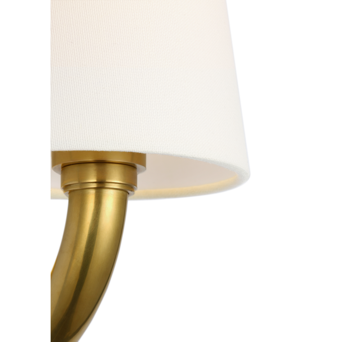 Thomas O'Brien Rally 12" Bath Sconce in Hand-Rubbed Antique Brass with Linen Shade W5" x H11.75" x E6.5"