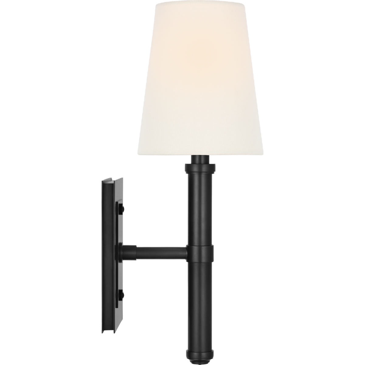 Thomas O'Brien Rally 15" Sconce in Bronze with Linen Shade W5" x H14.75" x E6.25"