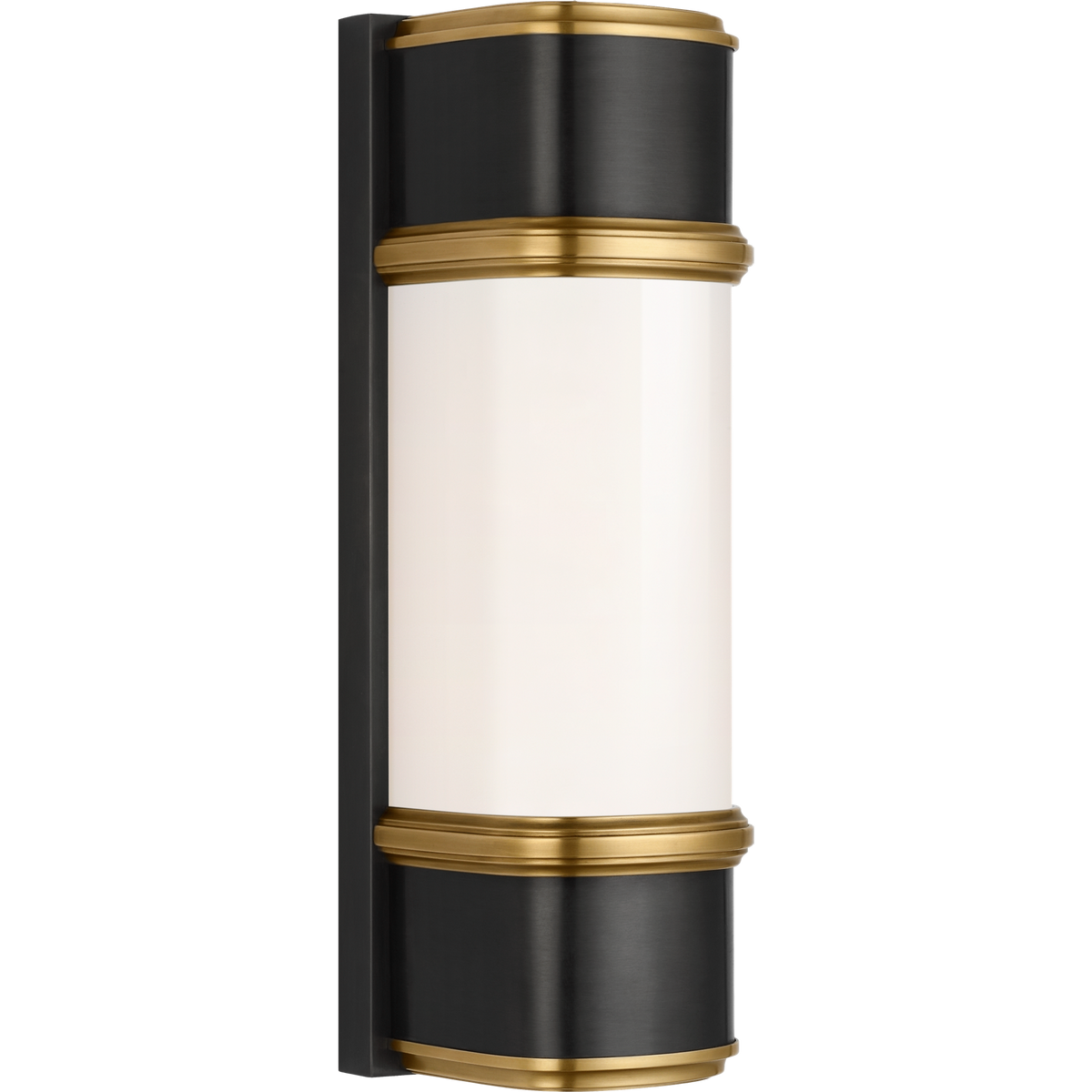 Thomas O'Brien Rally 13" Linear Bath Sconce in Bronze and Hand-Rubbed Antique Brass with White Glass W3.75" x H12.75" x E4"