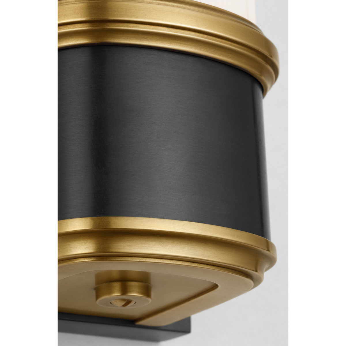 Thomas O'Brien Rally 13" Linear Bath Sconce in Bronze and Hand-Rubbed Antique Brass with White Glass W3.75" x H12.75" x E4"
