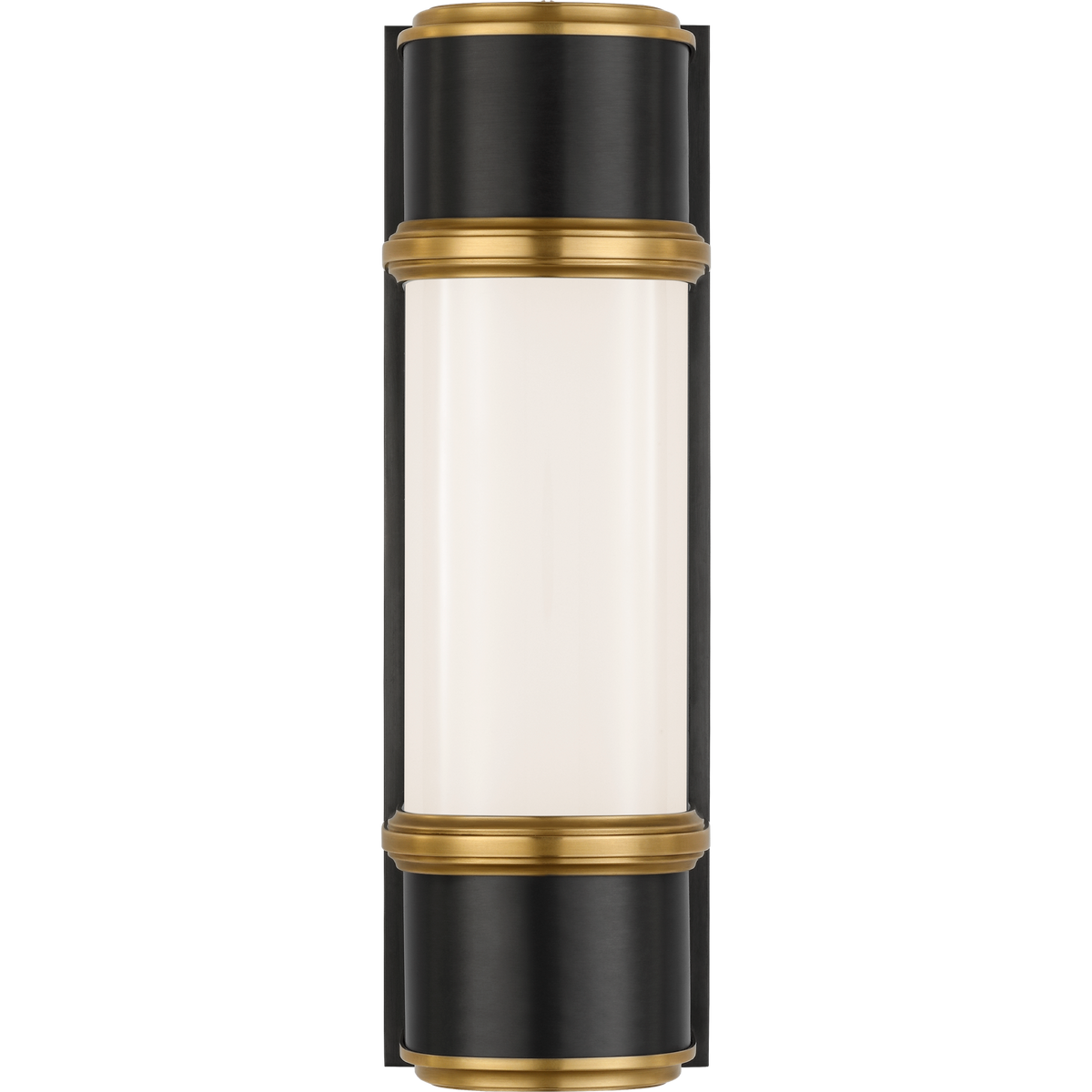 Thomas O'Brien Rally 13" Linear Bath Sconce in Bronze and Hand-Rubbed Antique Brass with White Glass W3.75" x H12.75" x E4"