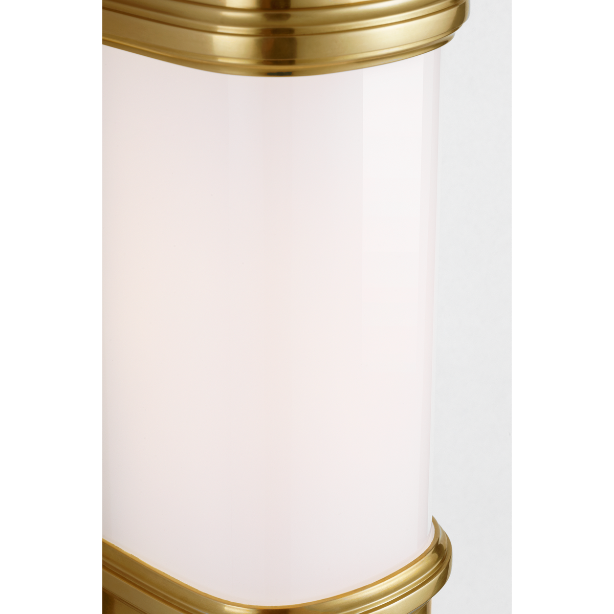 Thomas O'Brien Rally 13" Linear Bath Sconce in Hand-Rubbed Antique Brass with White Glass W3.75" x H12.75" x E4"