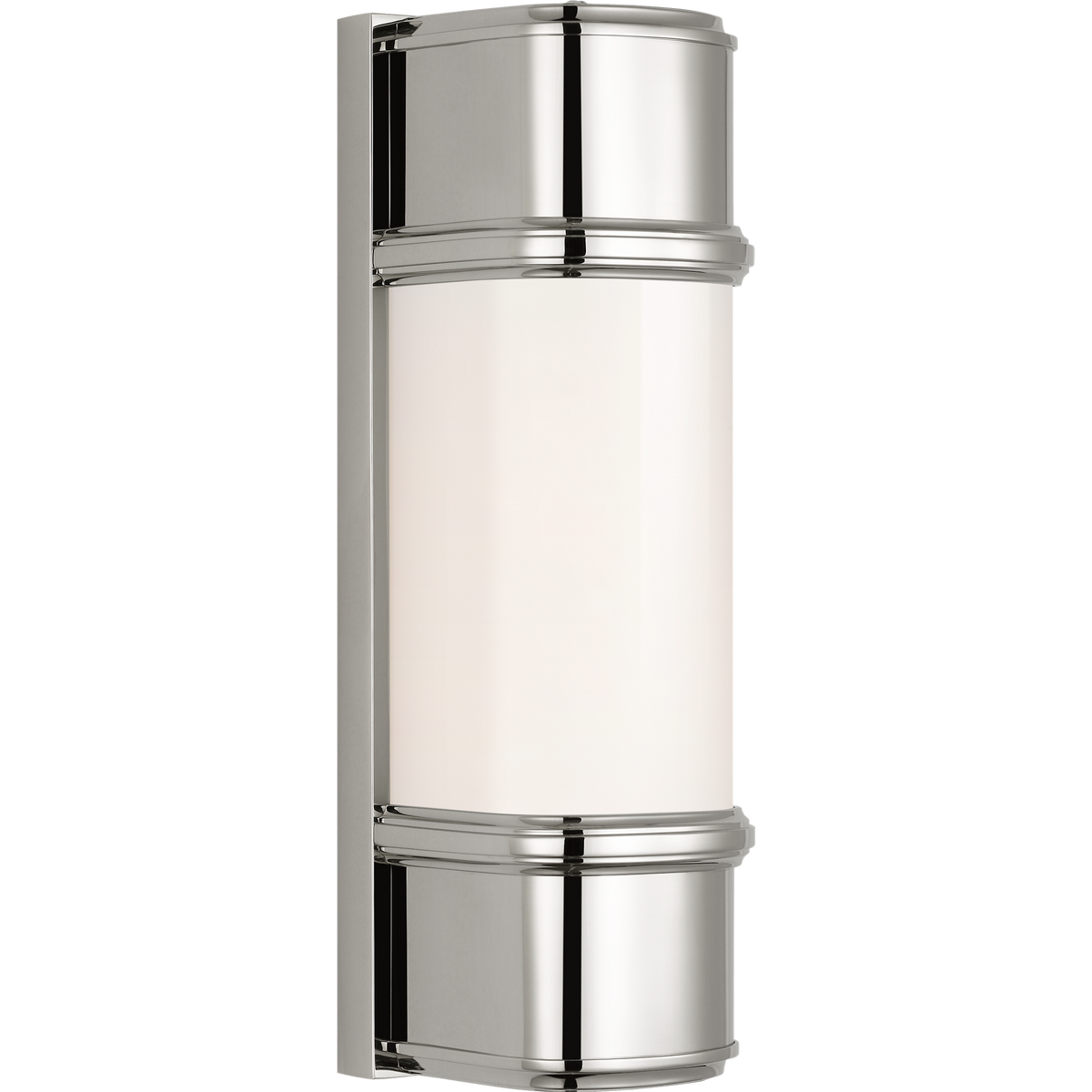 Thomas O'Brien Rally 13" Linear Bath Sconce in Polished Nickel with White Glass W3.75" x H12.75" x E4"