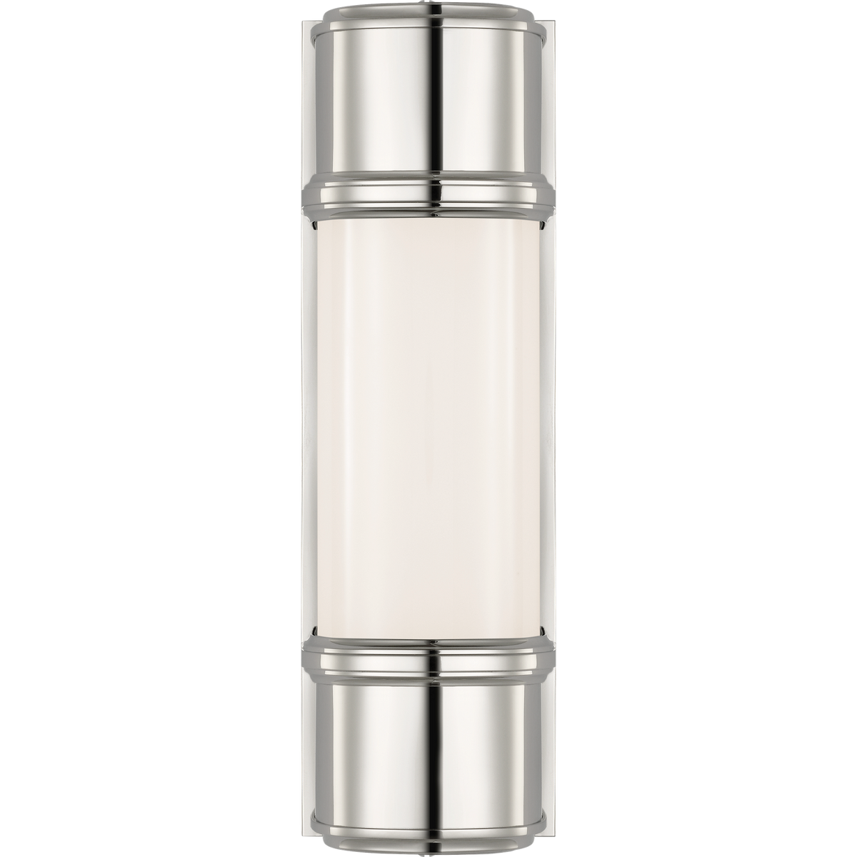 Thomas O'Brien Rally 13" Linear Bath Sconce in Polished Nickel with White Glass W3.75" x H12.75" x E4"