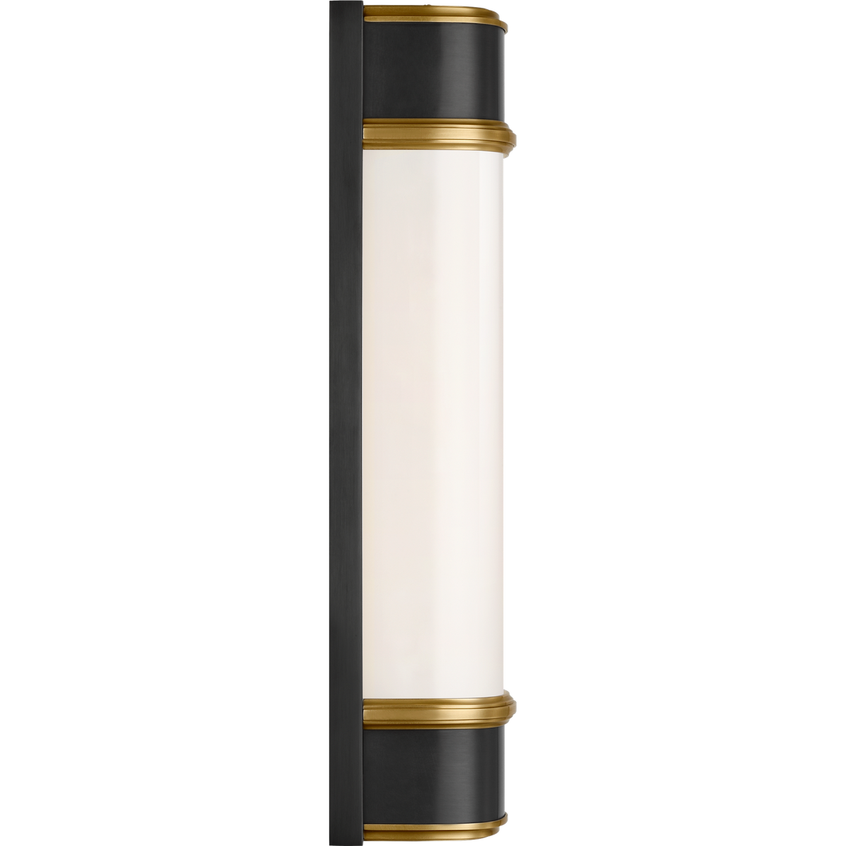 Thomas O'Brien Rally 19" Linear Bath Sconce in Bronze and Hand-Rubbed Antique Brass with White Glass W3.75" x H18.5" x E4"