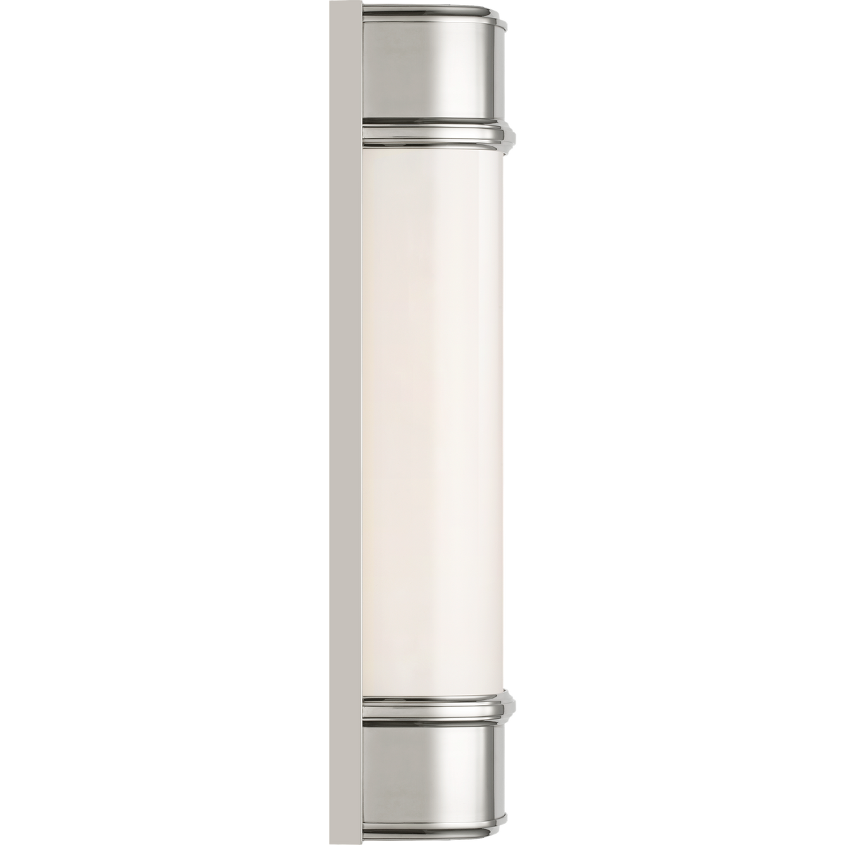 Thomas O'Brien Rally 19" Linear Bath Sconce in Polished Nickel with White Glass W3.75" x H18.5" x E4"