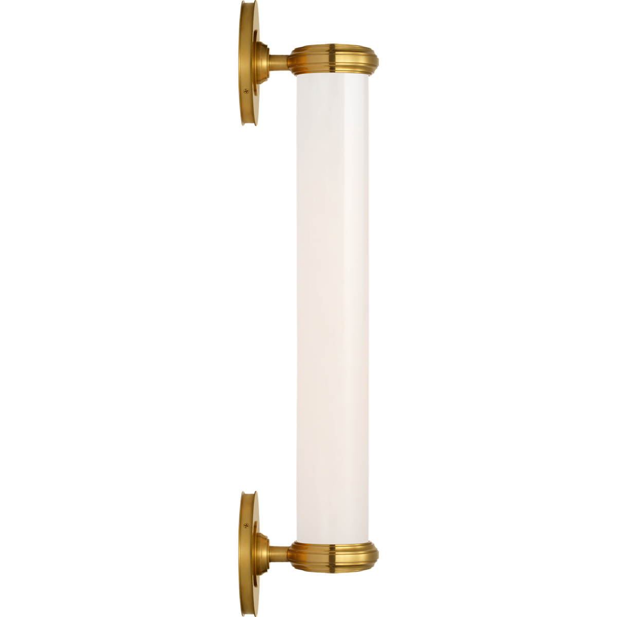 Thomas O'Brien Rally 23" Bracketed Bath Sconce in Hand-Rubbed Antique Brass with White Glass W4.75" x H22.5" x E5"
