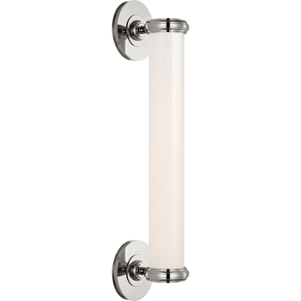 Thomas O'Brien Rally 23" Bracketed Bath Sconce in Polished Nickel with White Glass W4.75" x H22.5" x E5"