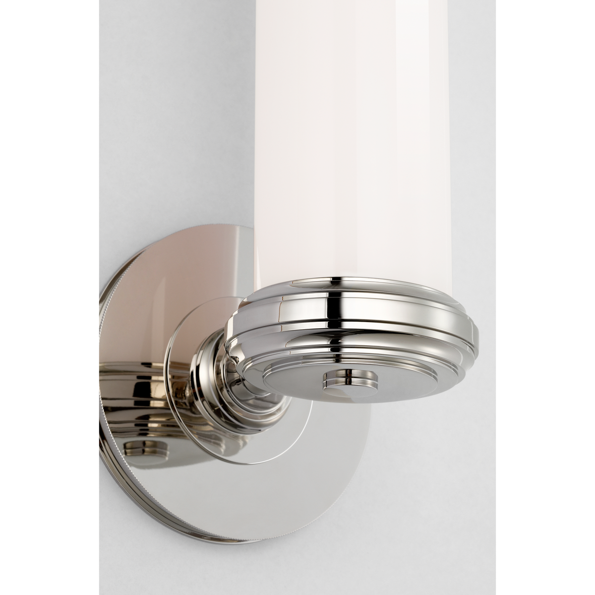 Thomas O'Brien Rally 23" Bracketed Bath Sconce in Polished Nickel with White Glass W4.75" x H22.5" x E5"