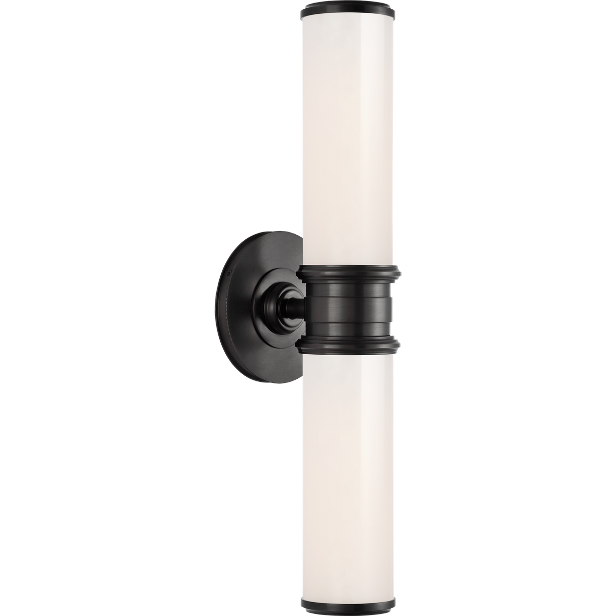 Thomas O'Brien Rally 18" Double Bath Sconce in Bronze with White Glass W4.75" x H18" x E5"