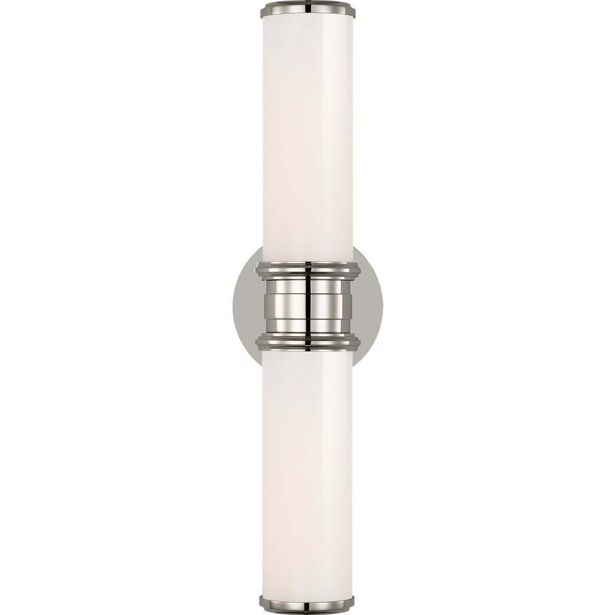 Thomas O'Brien Rally 18" Double Bath Sconce in Polished Nickel with White Glass W4.75" x H18" x E5"