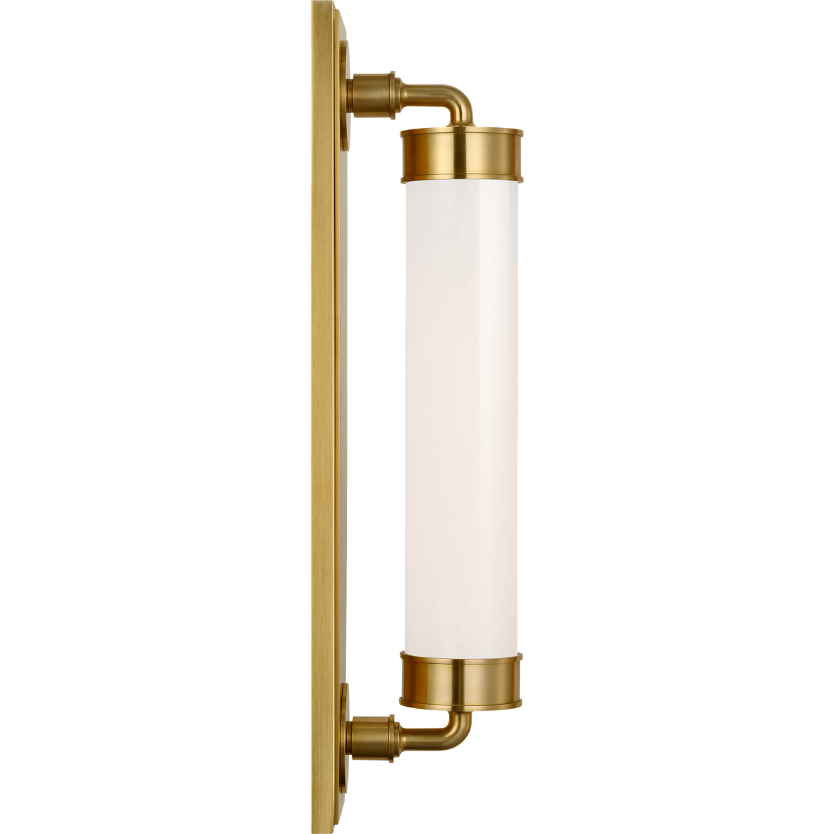 Thomas O'Brien Maritime 20" Linear Bath Sconce in Hand-Rubbed Antique Brass with White Glass W4.25" x H20" x E5"