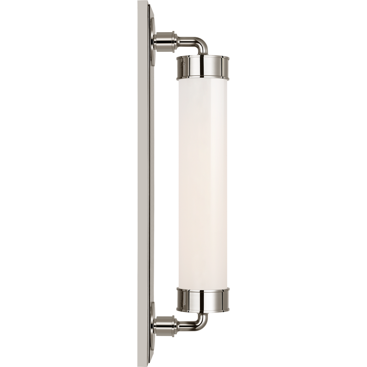 Thomas O'Brien Maritime 20" Linear Bath Sconce in Polished Nickel with White Glass W4.25" x H20" x E5"