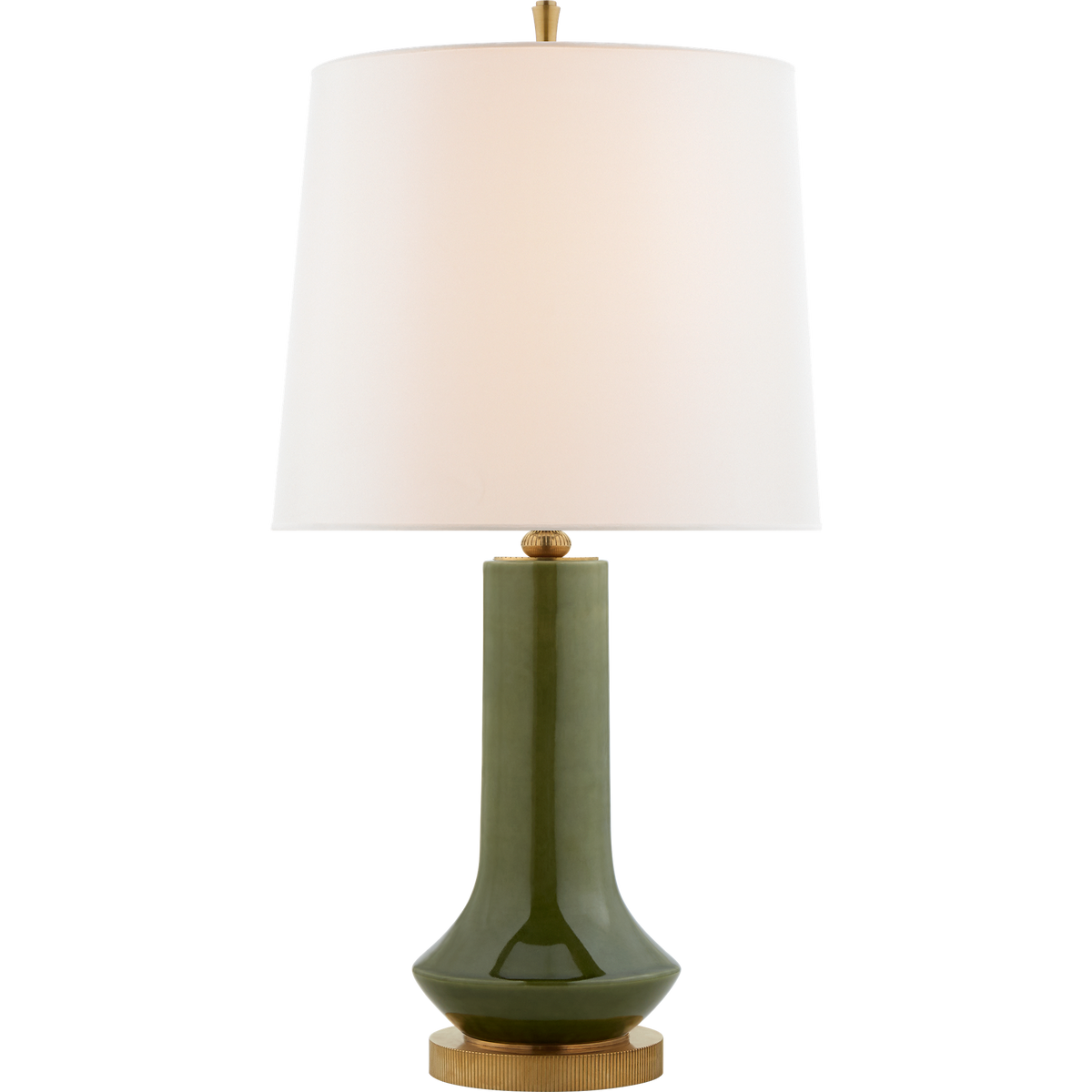 Thomas O'Brien Luisa Cordless Table Lamp in Emerald Green with Linen Shade W16" x H30.5"