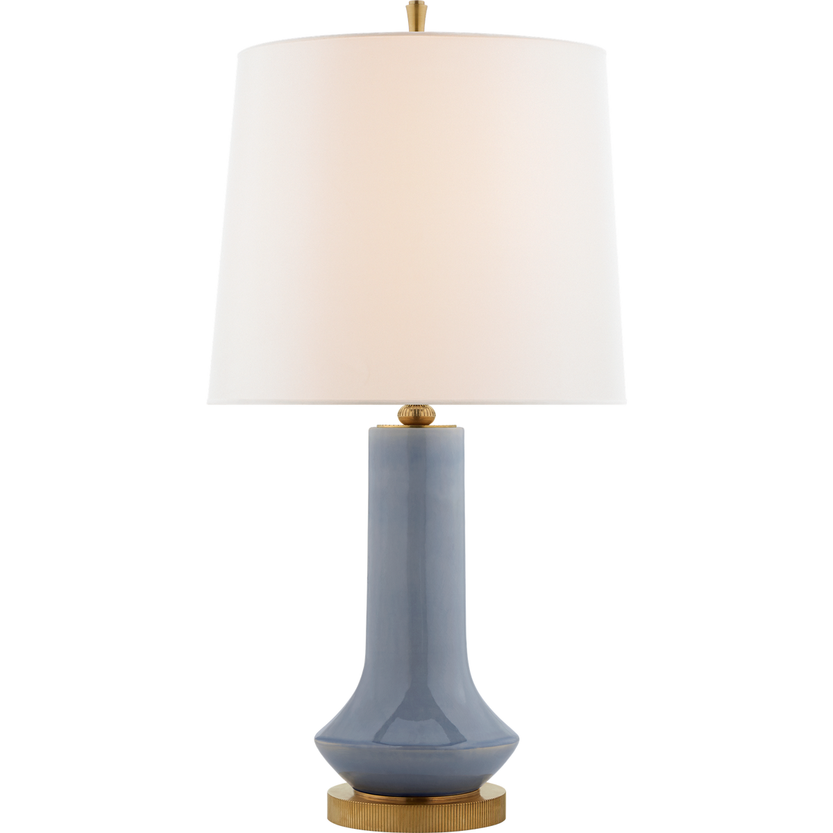 Thomas O'Brien Luisa Cordless Table Lamp in Polar Blue Crackle with Linen Shade W16" x H30.5"