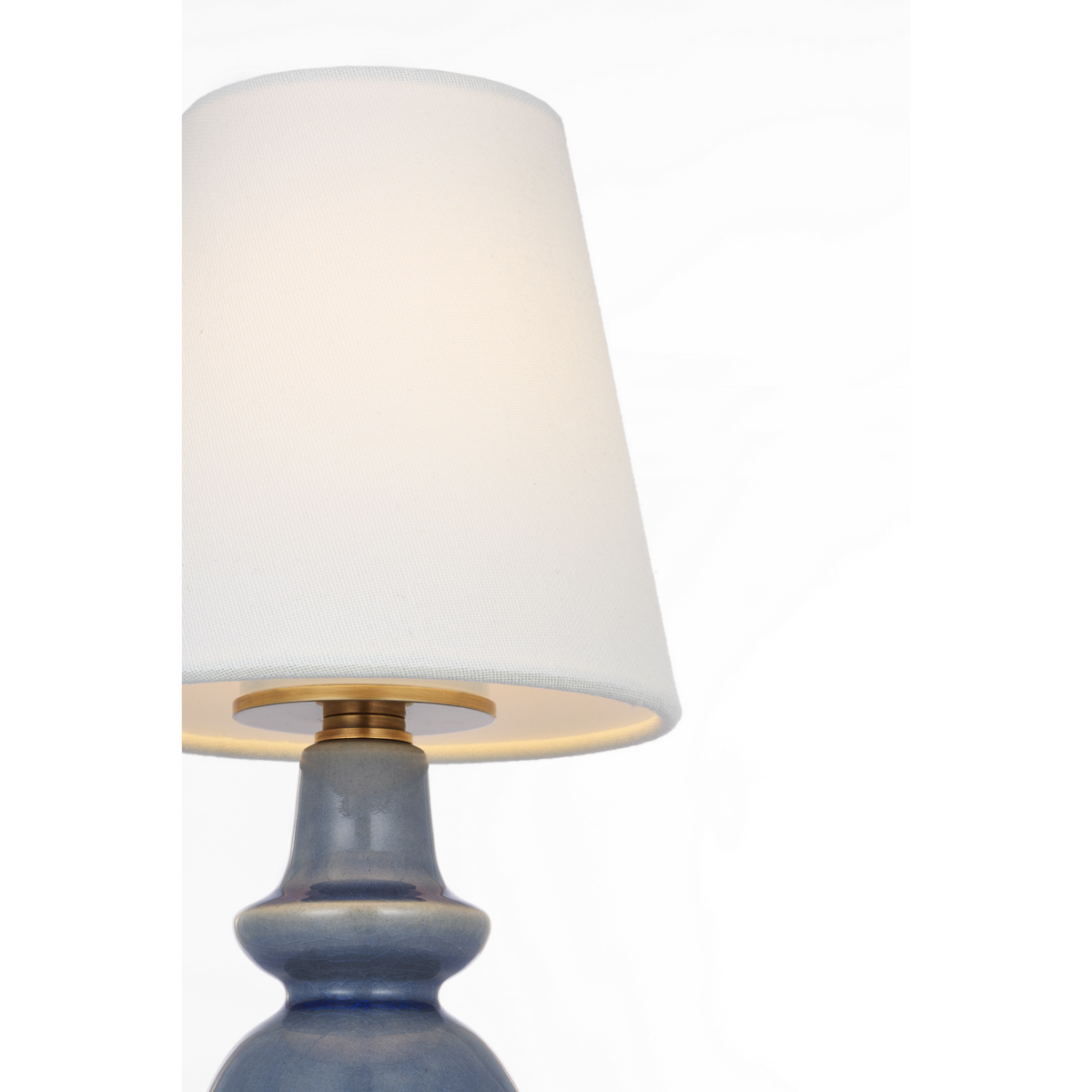 Thomas O'Brien Fifi 10" Cordless Accent Lamp in Polar Blue Crackle with Linen Shade W5.5" x H10"