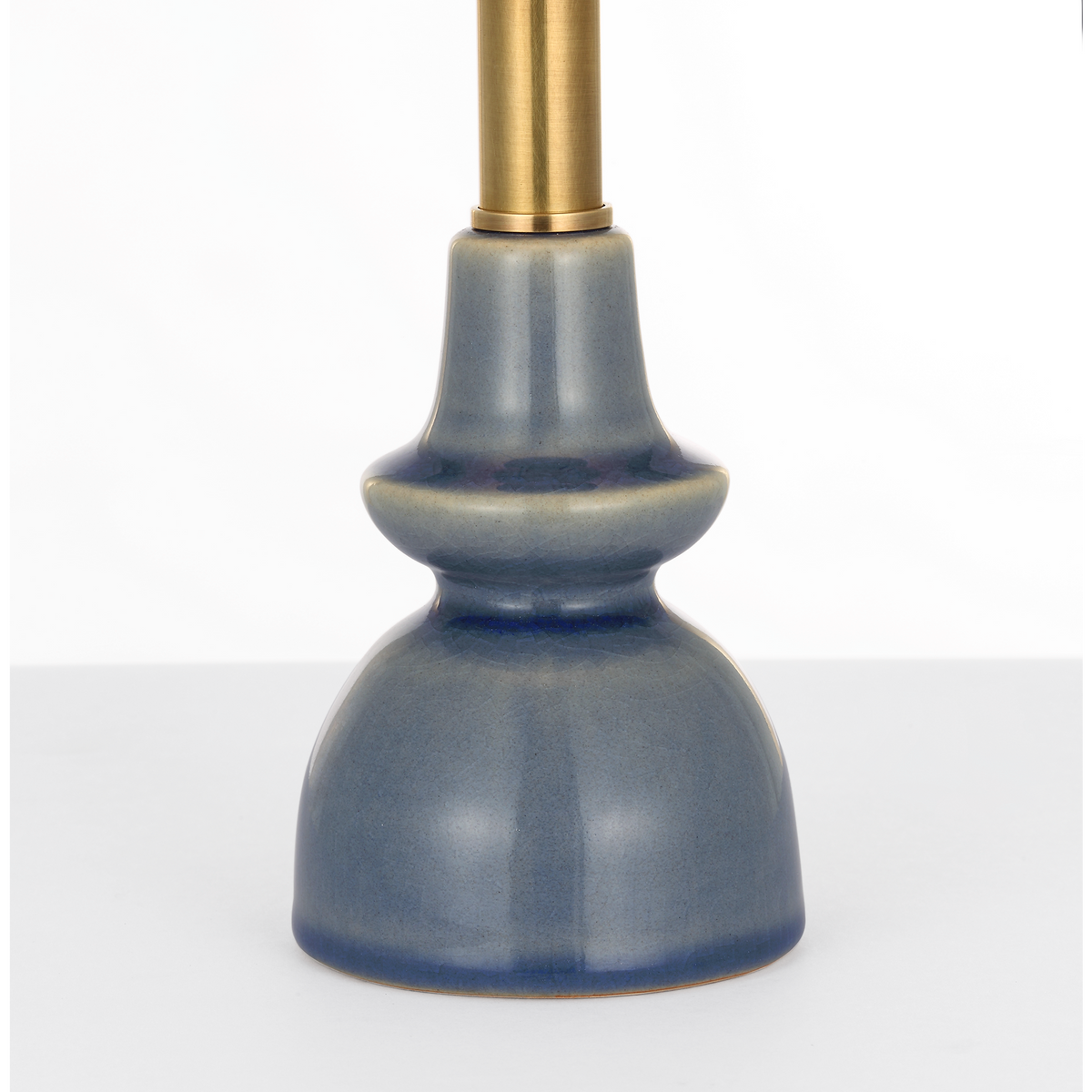 Thomas O'Brien Fifi 12" Cordless Accent Lamp in Polar Blue Crackle with Linen Shade W5.5" x H12"