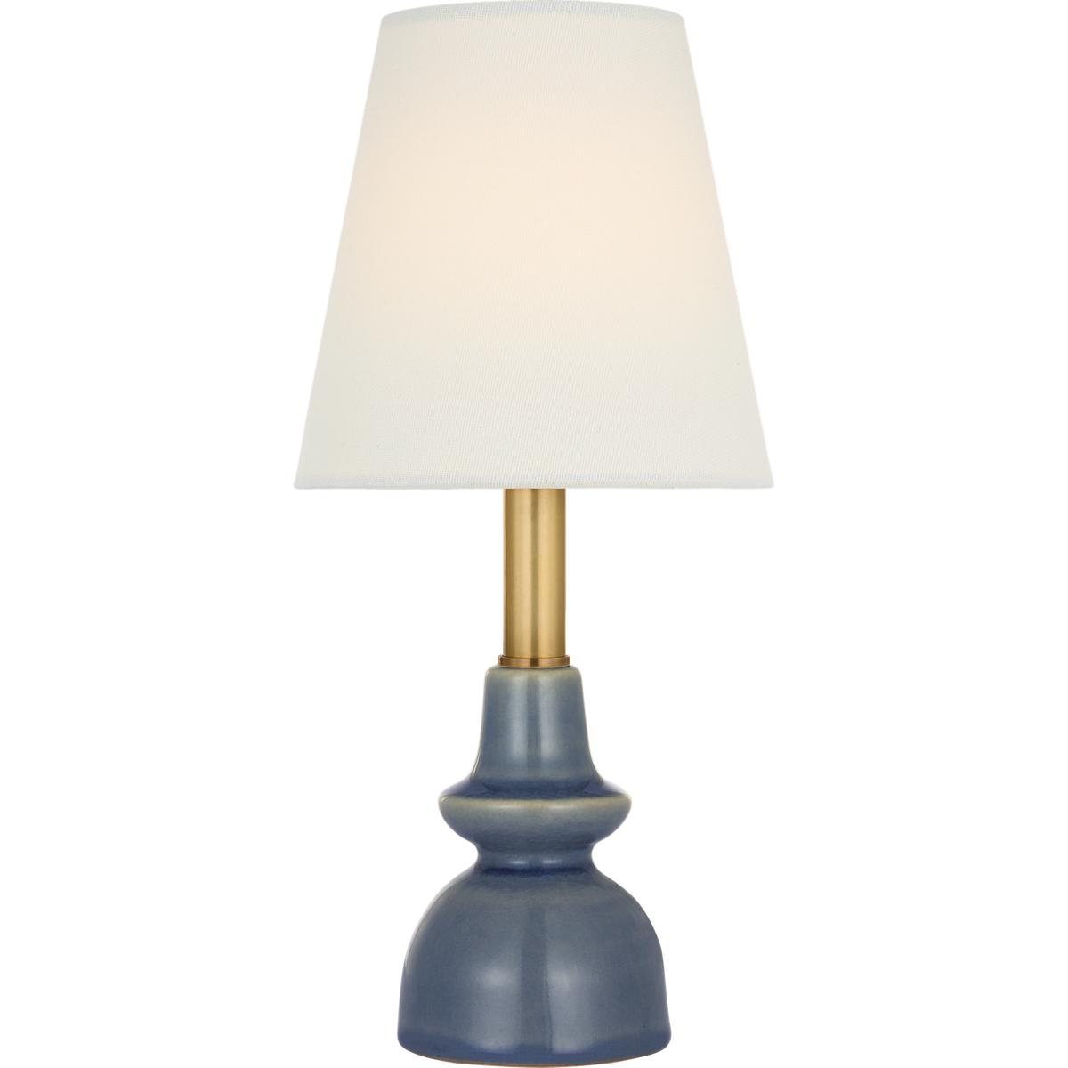 Thomas O'Brien Fifi 12" Cordless Accent Lamp in Polar Blue Crackle with Linen Shade W5.5" x H12"