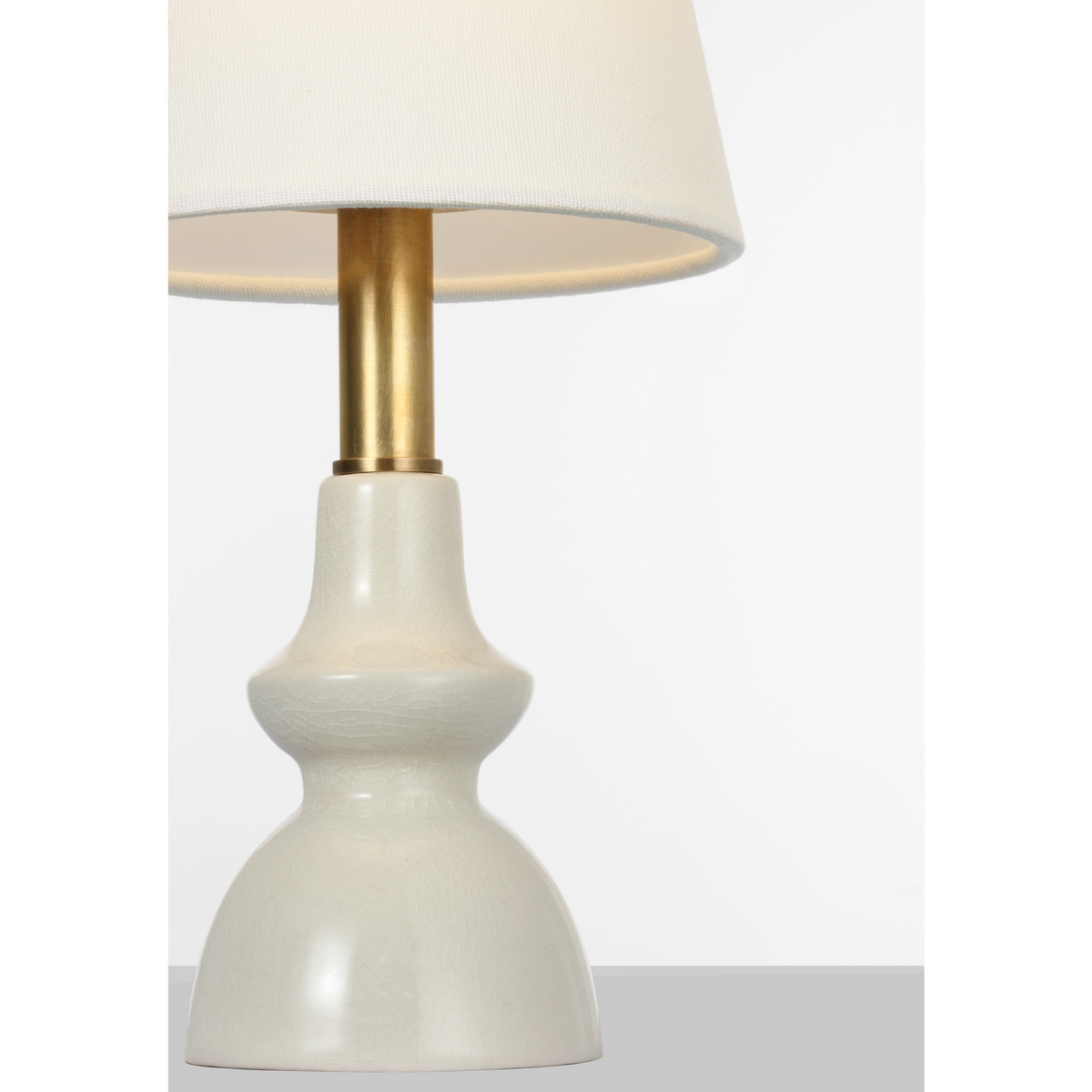 Thomas O'Brien Fifi 12" Cordless Accent Lamp in Tea Stain Crackle with Linen Shade W5.5" x H12"