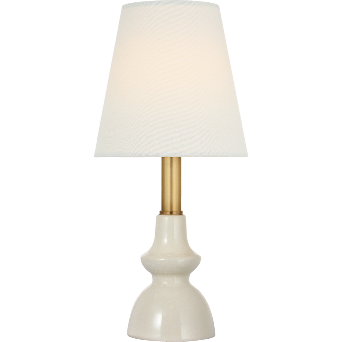 Thomas O'Brien Fifi 12" Cordless Accent Lamp in Tea Stain Crackle with Linen Shade W5.5" x H12"