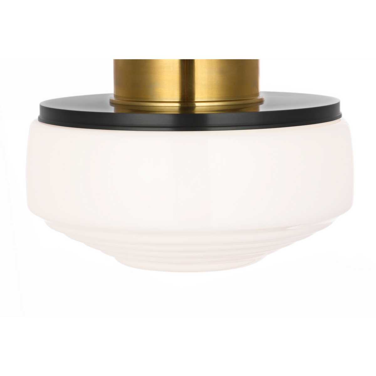 Thomas O'Brien Rally 11" Flush Mount in Bronze and Hand-Rubbed Antique Brass with White Glass W10.75" x H8"