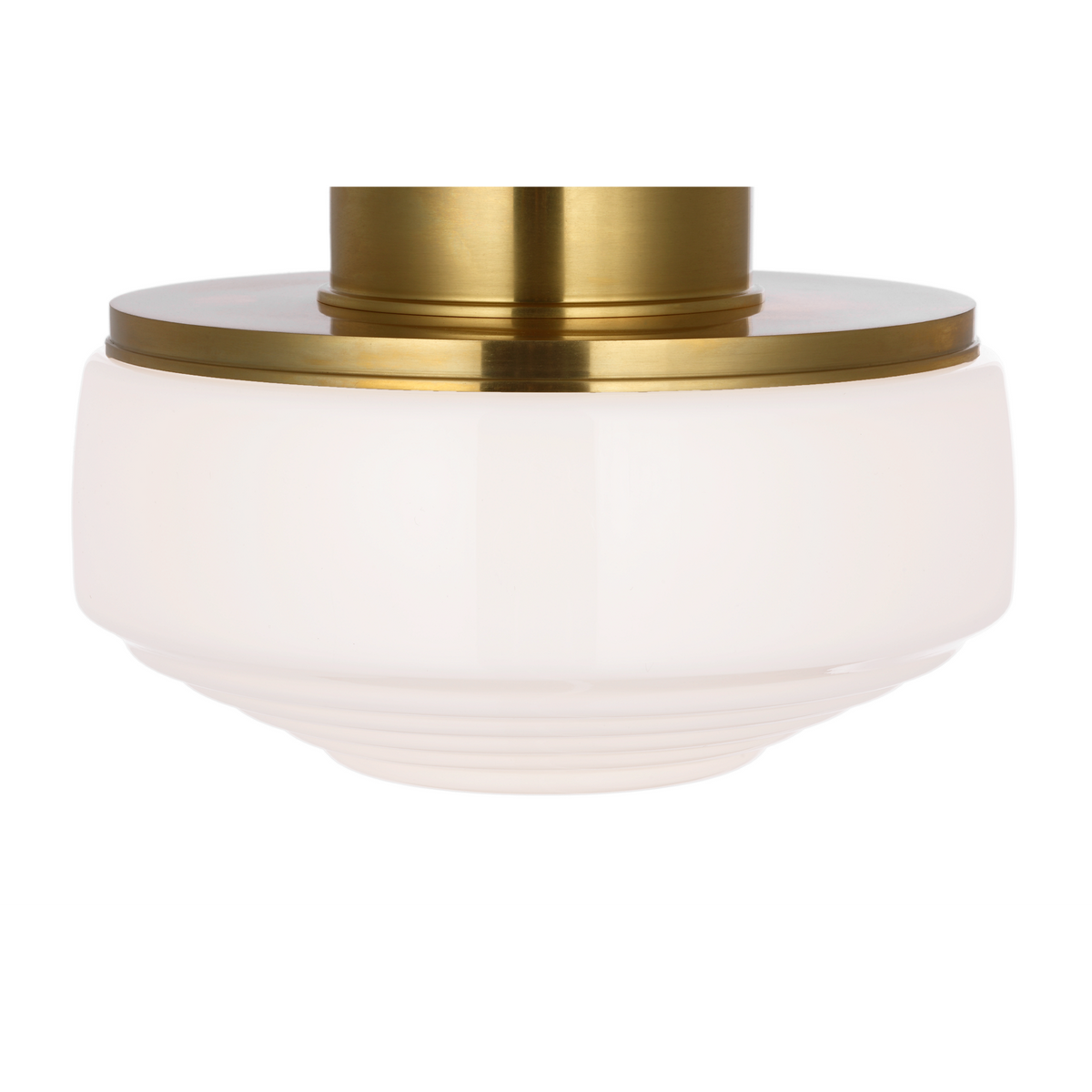 Thomas O'Brien Rally 11" Flush Mount in Hand-Rubbed Antique Brass with White Glass W10.75" x H8"