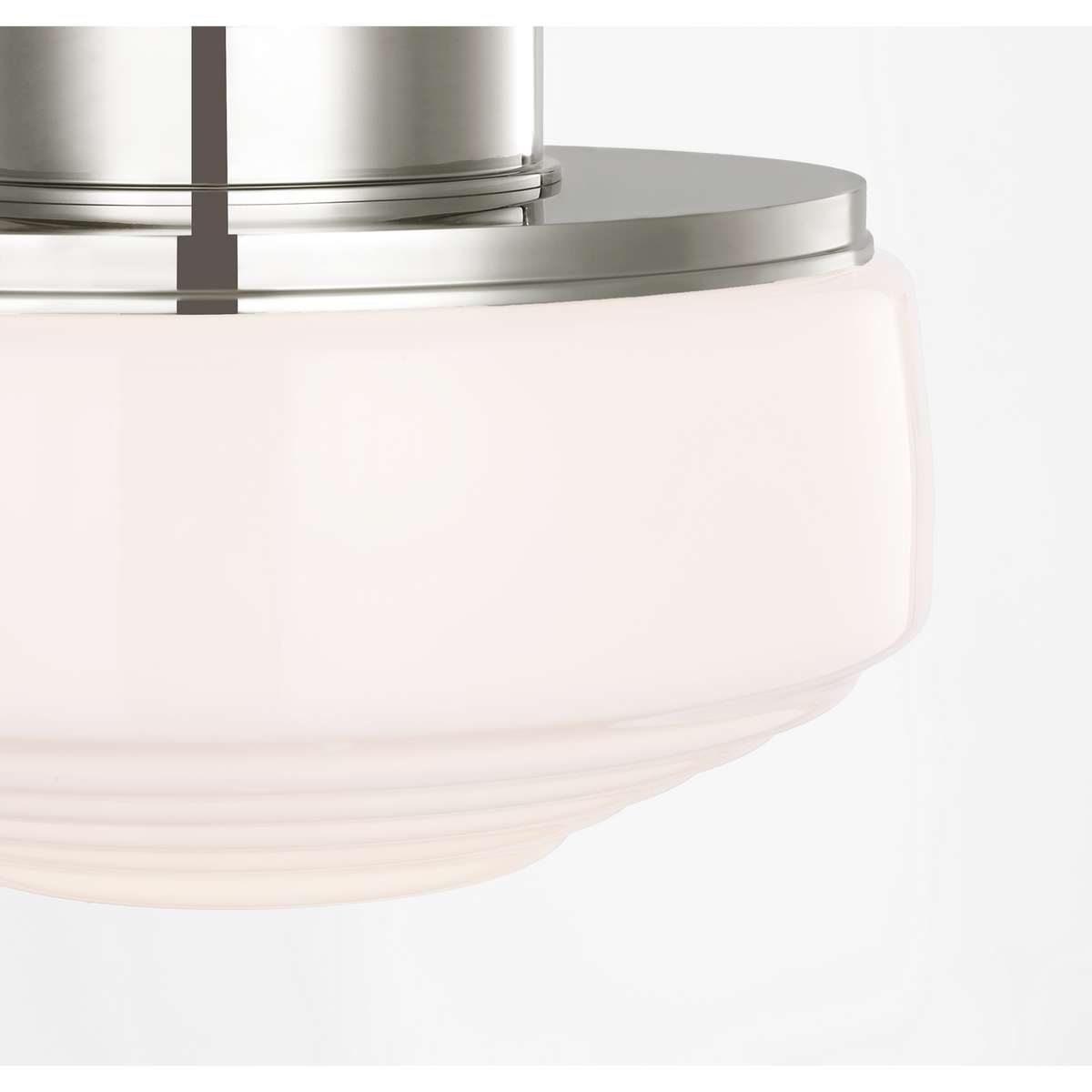 Thomas O'Brien Rally 11" Flush Mount in Polished Nickel with White Glass W10.75" x H8"