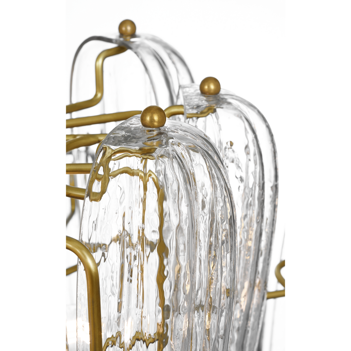 Thomas O'Brien Charmain 53" Linear Chandelier in Hand-Rubbed Antique Brass with Seeded Glass W27.25" x 53.25" x H22"