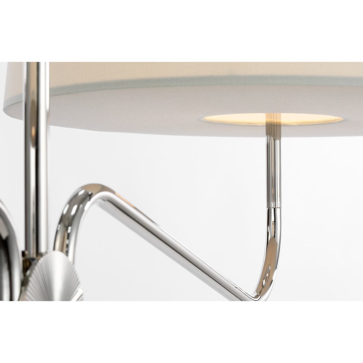 Thomas O'Brien Canto 50" Linear Chandelier in Polished Nickel with Linen Shades W17" x 50"