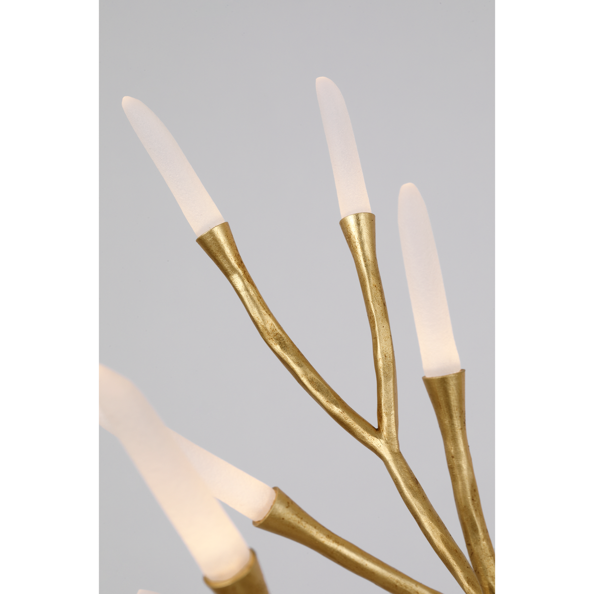 Thomas O'Brien Tirucalli 39" Sculpted Chandelier in Gold Lustre with Etched Crystal W38.75" x H32.5"