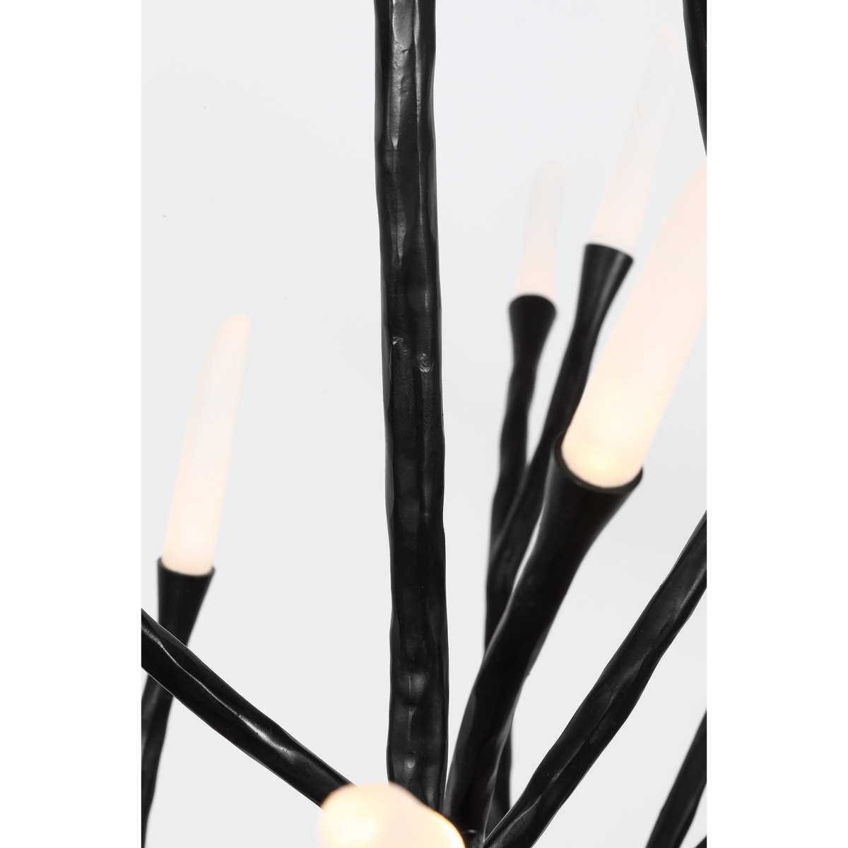 Thomas O'Brien Tirucalli 39" Sculpted Chandelier in Waxed Black with Etched Crystal W38.75" x H32.5"