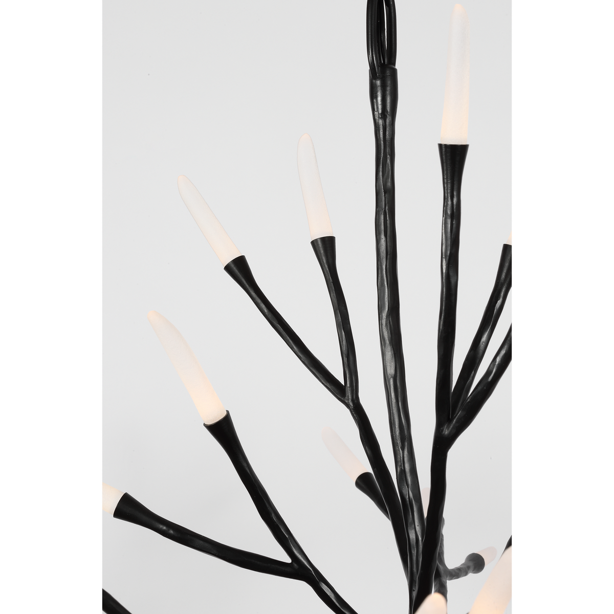 Thomas O'Brien Tirucalli 39" Sculpted Chandelier in Waxed Black with Etched Crystal W38.75" x H32.5"