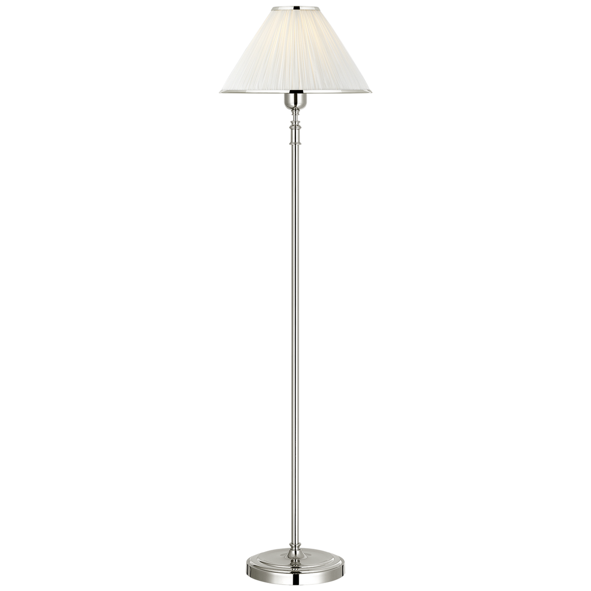 Ralph Lauren Anette Adjustable Floor Lamp in Polished Nickel with Silk Pleated Shade W12" x H45.75" - 53"